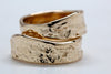14k gold Tree Bark Ring wedding set custom made in NYC