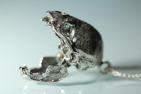 Vampire Bat Skull Pendant reclaimed sterling