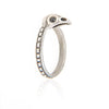 Precious Blackened Bird Skull Ring with Diamond Eyes