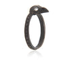 Precious Blackened Bird Skull Ring with Diamond Eyes