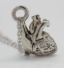 Tiny Anatomical Heart Pendant  eco white bronze