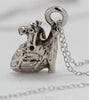 Tiny Anatomical Heart Pendant  eco white bronze