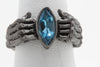 Skeleton Hands Marquise Ring Blue Topaz