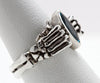 Skeleton Hands Marquise Ring Blue Topaz