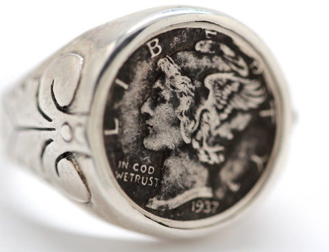 Mercury Dime Ring in Sterling Silver Made in NYC