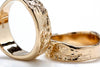 14k gold Tree Bark Ring wedding set custom made in NYC