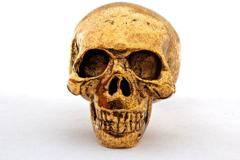 Skull Knob in solid metal antique gold finish made in NYC