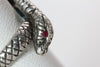 Victorian Swiss Blue Topaz and Rubies Double Snake Ring in sterling silver