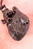 Tiny Anatomical Heart Pendant  jet black gunmetal
