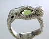 Victorian Green Peridot and Rubies Double Snake Ring in sterling silver