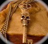 Double Faced Skeleton Key Pendant in antique silver