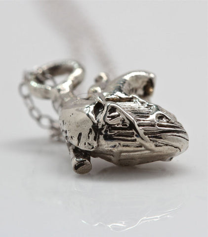 Tiny Anatomical Heart Pendant  eco white bronze