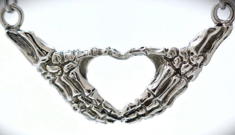 'I Heart You' Skeleton Hands Necklace