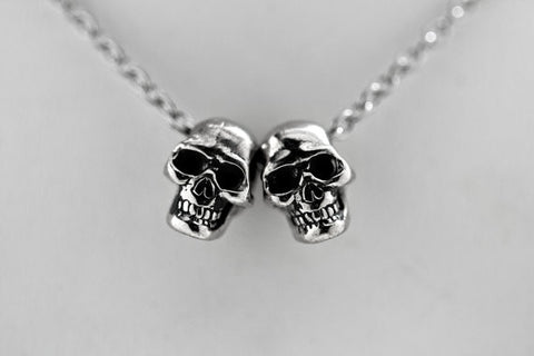 Two Human Skulls Necklace