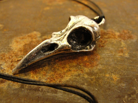 Raven Skull Antique Silver