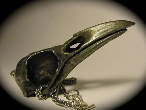 American Crow Skull Necklace, Flat Black