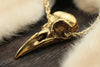 Life Sized Crow Skull 14k Gold Plated