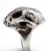 Bobcat Wild Cat Skull Ring in Sterling Silver Gem Eyes