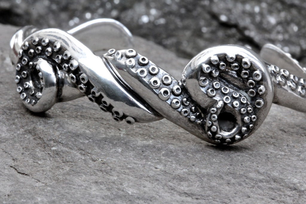 Large Tentacle Cuff Bracelet Soild Sterling Silver 